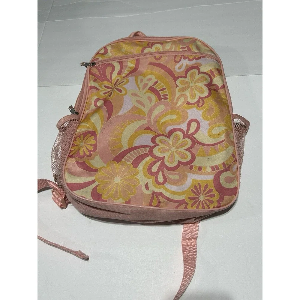 Wonder Nation 16” Backpack With Exterior&Interior Pockets Peach Yellow Floral